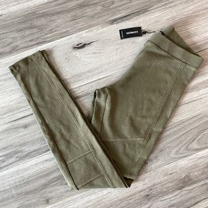 Express Mid Rise Ponte Moto Leggings Olive Green XS NWT